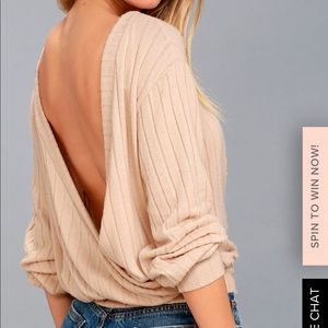 Sweetest dreams light beige backless sweater top